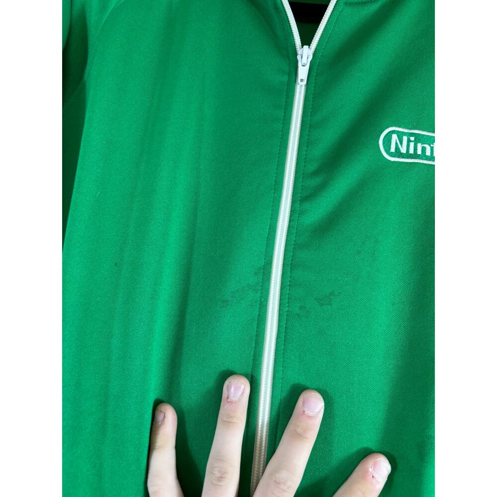 VINTAGE Y2K Nintendo Mushroom Power Track Jacket Men Medium Green Full Zip Mario - Picture 5 of 10